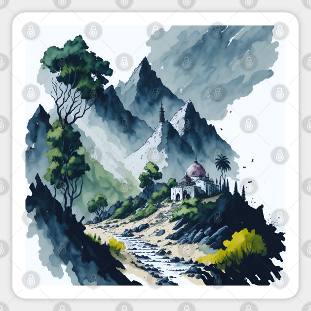 Oriental landscape in the mountain Sticker by Elbenj